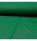 Dětské bavlněné látky, metráž. Puntík 10 mm, Černý na Zeleném
