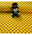 Dětské bavlněné látky, metráž. Puntík 10 mm, černý na Žlutém