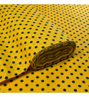 Tissu coton au métre couleur Jaune pois Noire 10 mm
