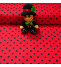 Bavlnená látka, vzor 10 mm Černá bodka na červenom podklade, metráž 160 cm