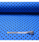 Tkanina bawełniana Czarne groszki 10 mm na Turkusowym tle-1