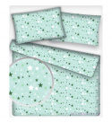 Dětská dekorační bavlněná látka vzor hvězdy zelené mentolovém