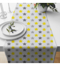 Dětská bavlněná látka bavlna 100%, 125 g/m², šíře 160 cm, hvězdy šedé a žluté na bílém
