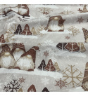 Christmas cotton fabric, by the meter, width 160 cm, Brown Elves on Gray