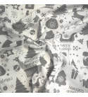 Christmas cotton fabric, width 160 cm, MIX Grey on White