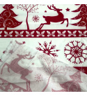 Škandinávsky vianočný vzor bavlnenej látky červený, metráž 160 cm