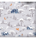 Vánoční bavlněná látka, metráž, šíře 160 cm, Vesnice