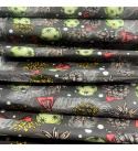 Christmas cotton fabric, by the meter, width 160 cm, Christmas motif on Graphite