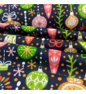 Christmas cotton fabric, by the meter, width 160 cm, Christmas ornaments on Garnet