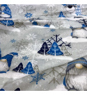 Christmas cotton fabric, by the meter, width 160 cm, Dark Elves.Blue on Gray