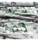 Christmas cotton fabric, by the meter, width 160 cm, Dark Elves.Green on Grey