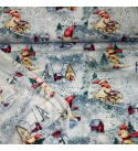 Vianočný bavlnenej látky vzor Vianoce na šedém, metráž 160 cm