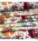 Christmas cotton fabric, by the meter, width 160 cm, Christmas motif on White, 10-5
