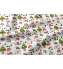 Vánoční bavlněná látka, metráž, šíře 160 cm, Vánoční vzor na Bílém