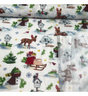 Vianočný bavlnenej látky vzor Vianoce na Bielom, metráž 160 cm