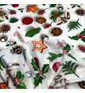 Vianočný bavlnenej látky vzor Vianoce na Bielom, metráž 160 cm