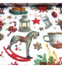 Tissus en coton de Noël au mètre, 160 cm motif Noël blanche