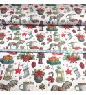Tkanina bawełniana wzór świąteczny na białym tle