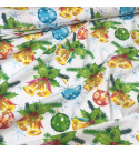 Christmas cotton fabric, by the meter, width 160 cm, Christmas motif on White
