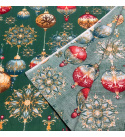 Vianočný vzor bavlnenej látky Vianočné Gule na Zelenom, metráž 160 cm