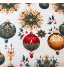 issus en coton de Noël au mètre, 160 cm motif Boules de Noël blanc