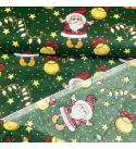 Tissus en coton de Noël au mètre, 160 cm motif Noël verte