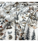 Christmas cotton fabric, by the meter, width 160 cm, Christmas pattern on White