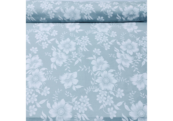 Dekorační dětská bavlněná látka vzor Rikardo na šedo-zeleném