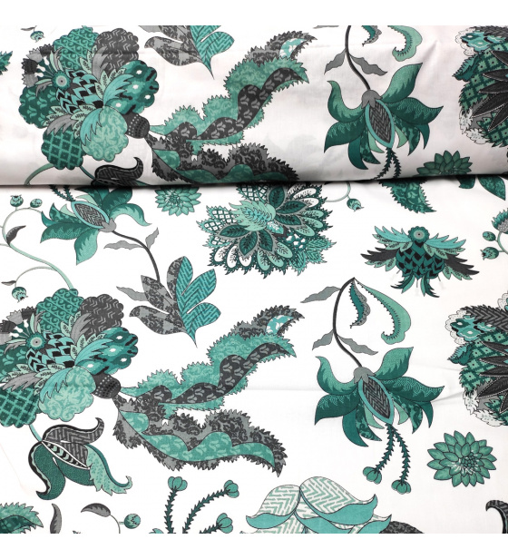 Bavlněná-látka-vzor-Poviev-bílé-zelená-111