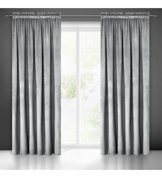 Jednobarevné Závěs s řasící páskou ŠEDÁ 140x250 cm