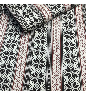 Vánoční bavlněná látka, metráž, šíře 160 cm, Vánoční vzor na Hnědém