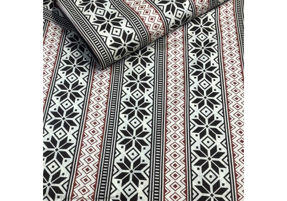 Vánoční bavlněná látka, metráž, šíře 160 cm, Vánoční vzor na Hnědém