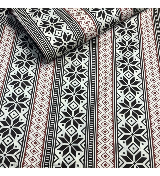 Vánoční bavlněná látka, metráž, šíře 160 cm, Vánoční vzor na Hnědém