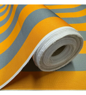 Venkovní látka Pergola (Oxford), 200 g/m², šíře 160 cm, šedo-žluté proužky 5 cm