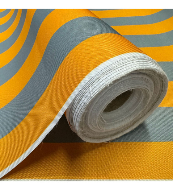 Venkovní látka Pergola (Oxford), 200 g/m², šíře 160 cm, šedo-žluté proužky 5 cm