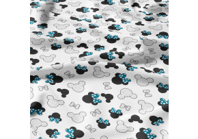 Bavlněná látka, metráž. Kokardy Modré na Bílém