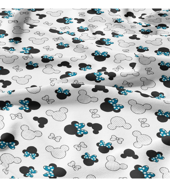 Bavlněná látka, metráž. Kokardy Modré na Bílém 