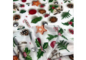 Vianočný bavlnenej látky vzor Vianoce na Bielom, metráž 160 cm
