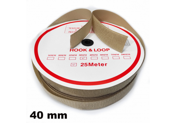 Pásek na suchý zip Háček a Smyčka set béžový 40 mm balení 25m