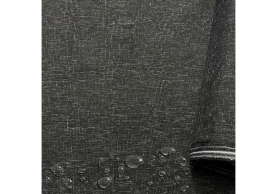 Nepromokavá látka Imitace lnu-01, Černá Kostka