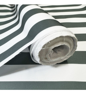 Venkovní látka Pergola (Oxford), 200 g/m², šíře 160 cm, bílo-grafitové proužky 5 cm