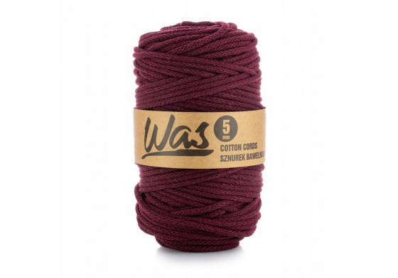 Bavlněná šňůra 5mm, 100m, barva burgund 180