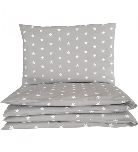 Povlečení do postýlky 2 dílné HVĚZDY barva Šedá