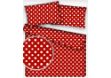 Dětské bavlněné látky vzor Puntík 10 mm bílý na červenám, metráž