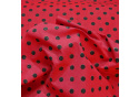 Tissu coton au métre couleur Rouge pois Noire 10 mm
