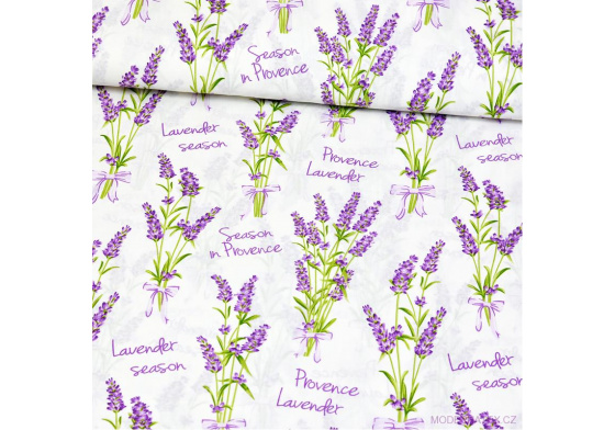 Dekorační dětská bavlněná látka vzor kytičky Levandule