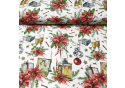 Vánoční bavlněná látka, metráž, šíře 160 cm, Lampa a Skleničky