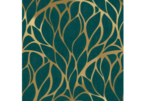 Velurové potahové látky s potiskem. Křivky Zlaté na Tm.Tyrkysovém