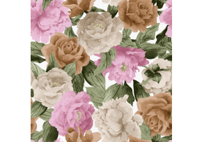 Velurové potahové látky s potiskem, Růže na Bílém