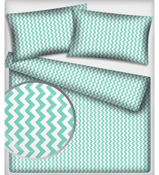 Dekorační dětské bavlněné látky metráž Cikcak barva mentolová